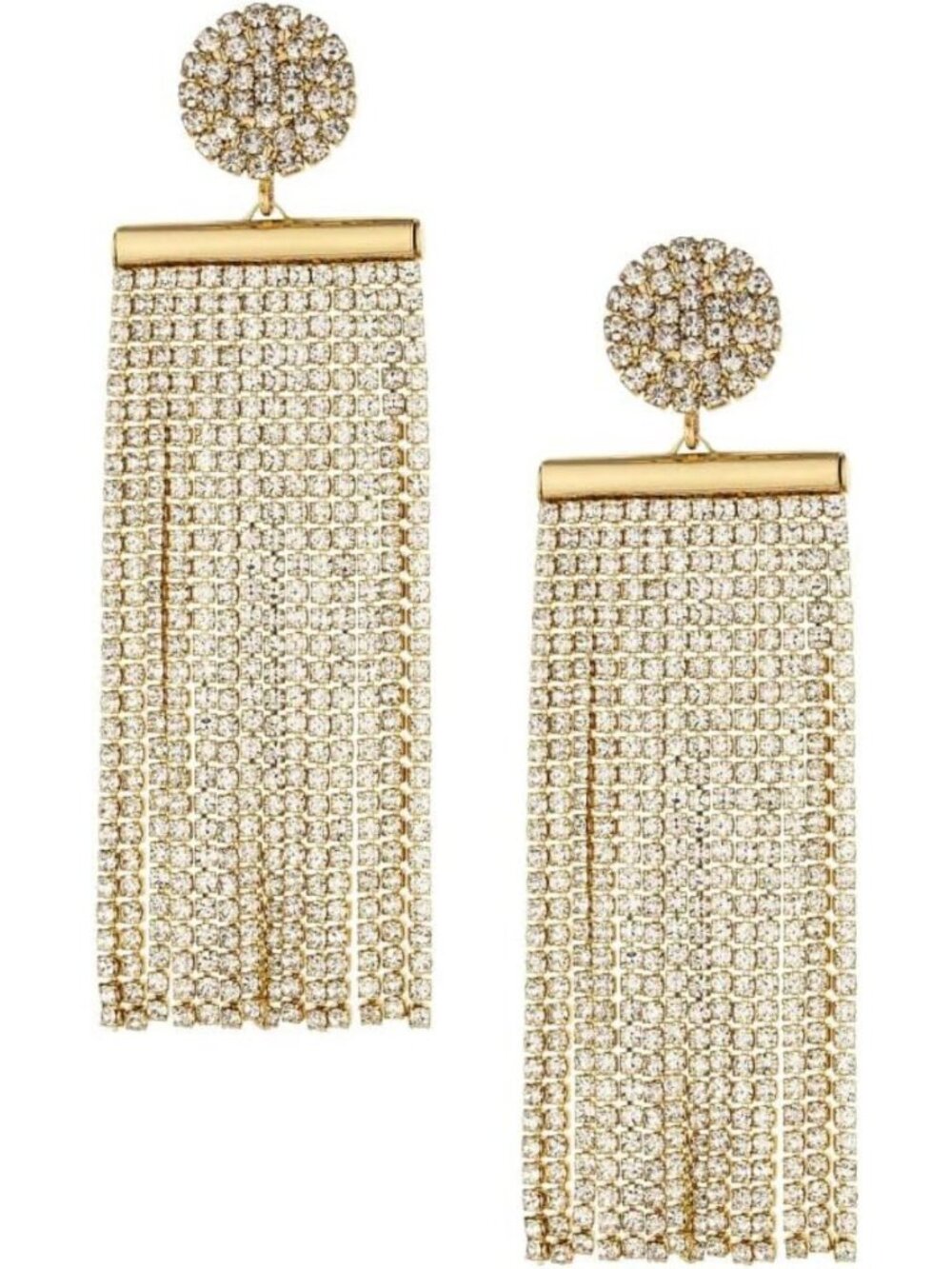 Chic Dangle Earrings for Women | Clear Crystal Fringe | 18k Gold Plated Fashion